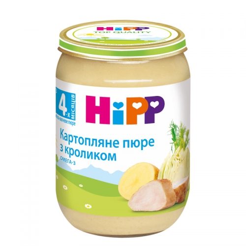 Картофельное пюре с кроликом HiPP, 190 гр