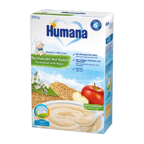 Каша Humana гречневая с яблоками, 200 гр