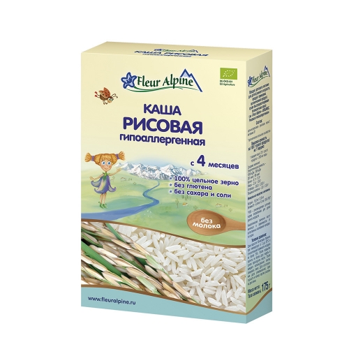 Каша безмолочная Fleur Alpine Рисовая гипоалергенная, 175 гр