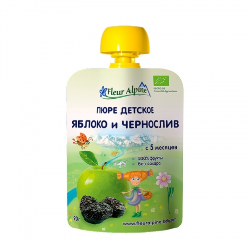 Пюре детское Fleur Alpine Яблоко и чернослив, 90 гр