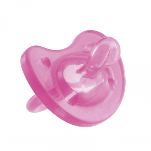 Пустышка силиконовая литая физиологическая Chicco Physio Soft, розовая, от 12 мес