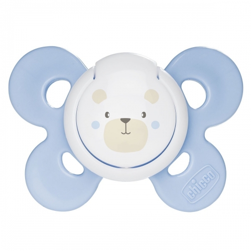 Пустышка силиконовая от 0 до 6 месяцев Chicco Physio Comfort, голубая, 1 шт