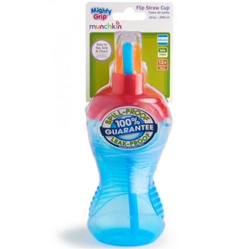Пляшка непроливна "Flip Straw" (Mighty Grip) 296мл. кол. блакитний